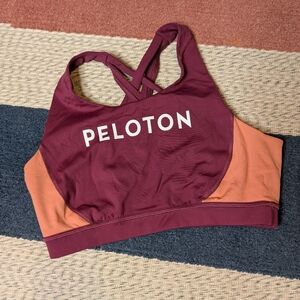 Peloton Move Mission Strappy Sports Bra Maroon Peach L Large
